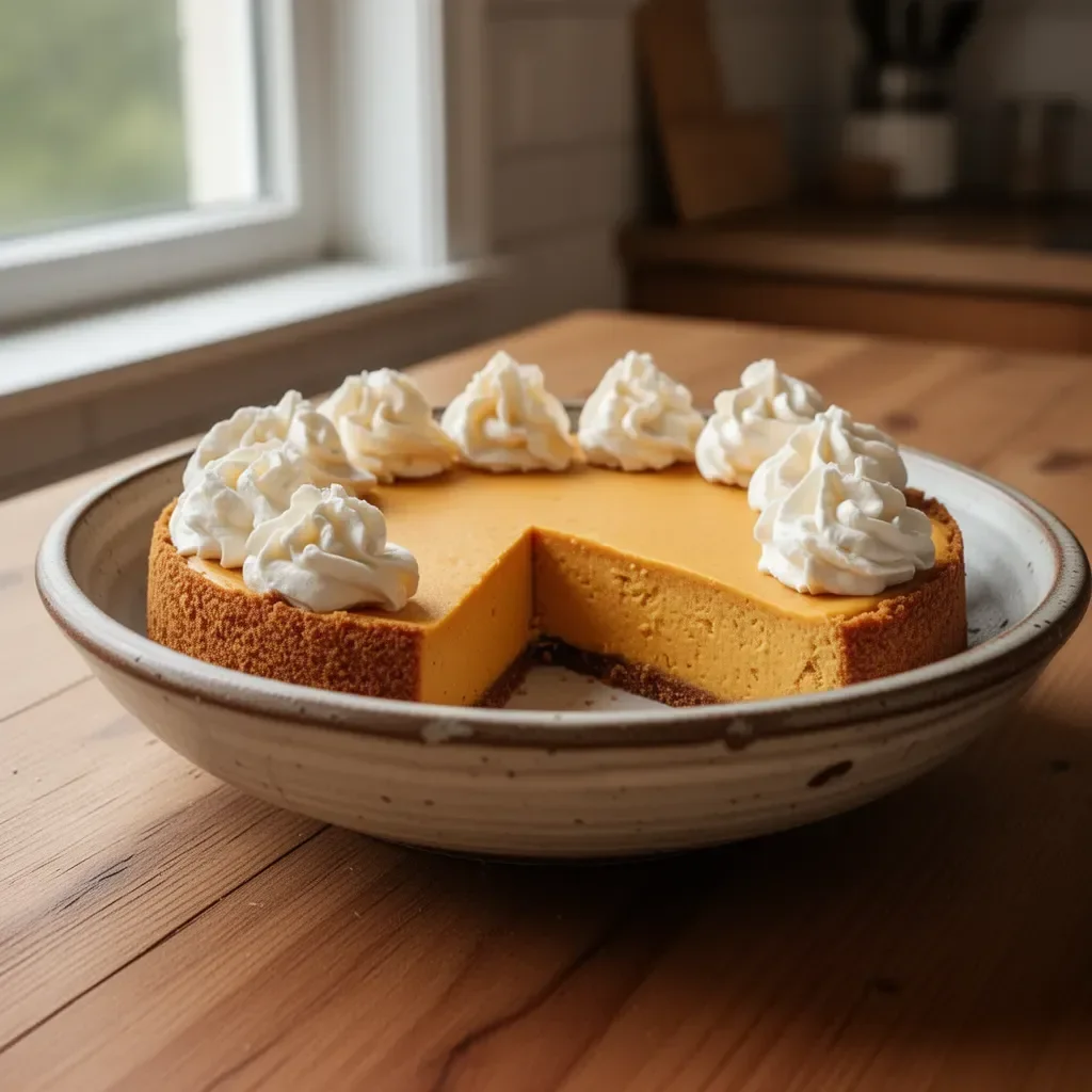 Kürbis-Cheesecake nach Ina Garten mit herbstlichen Dekorationen