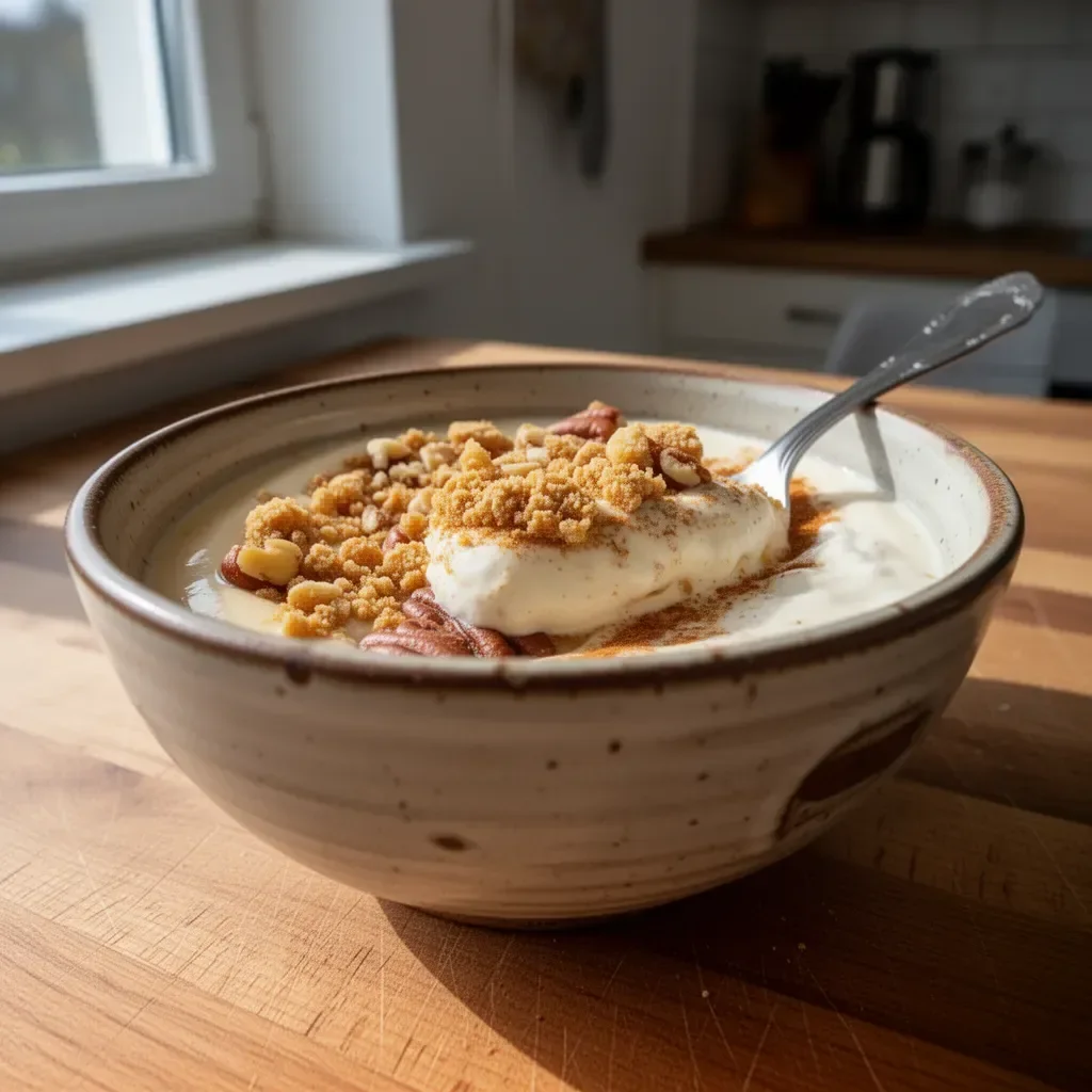 Kürbis-Käsekuchen-Joghurtbecher mit herbstlichen Zutaten
