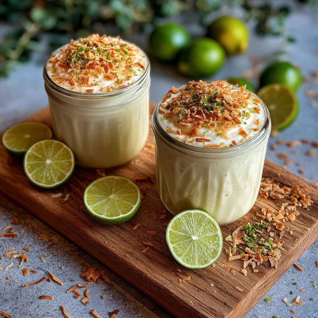 Erfrischender Limonen- und Kokoskuchen-Shake in einem Glas