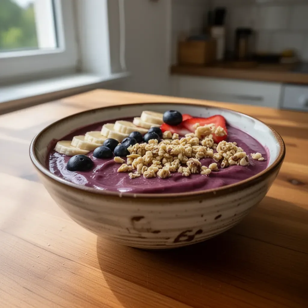 Leckere und gesunde Acai-Schüssel mit frischen Toppings