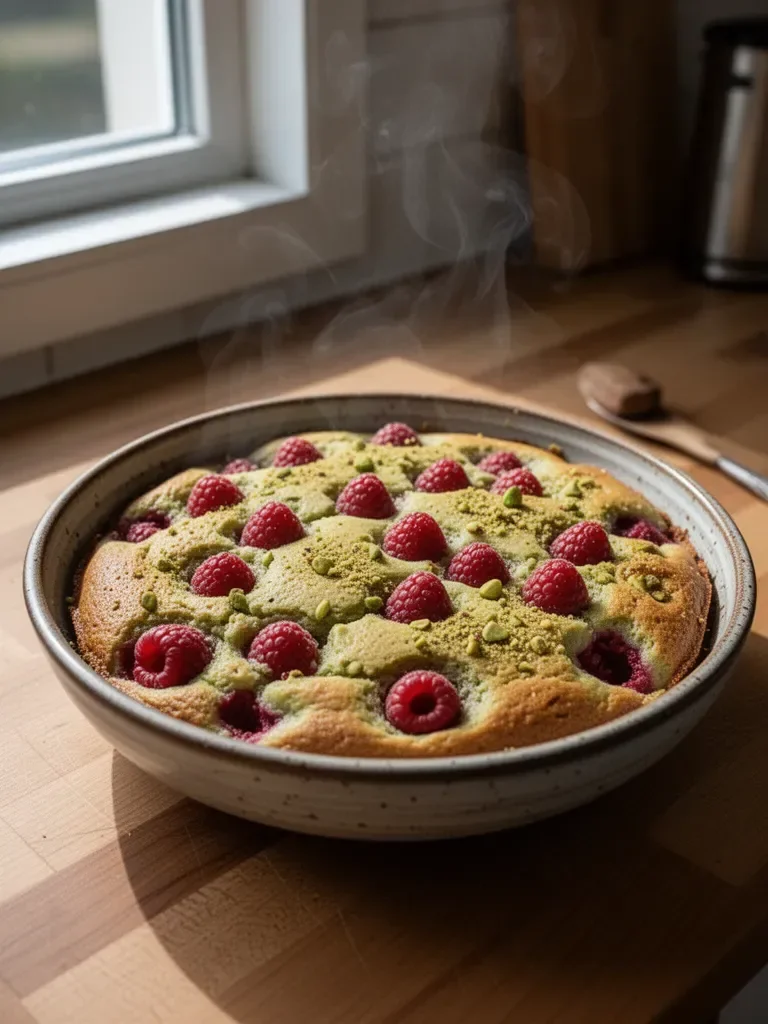 Pistazien- und Himbeerkuchen