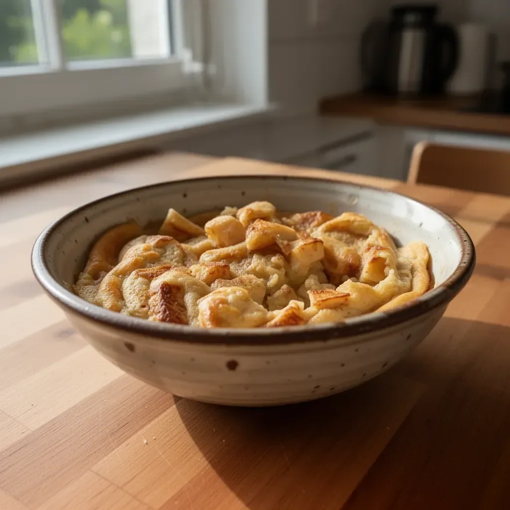 Proteinpfannkuchen-Schüssel mit frischem Obst und Toppings