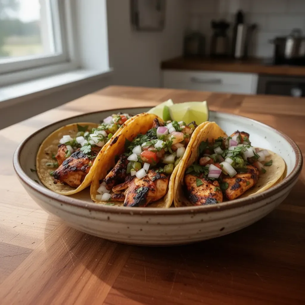 Leckere Straßen-Hühnertacos mit frischen Zutaten und würzigen Aromen.