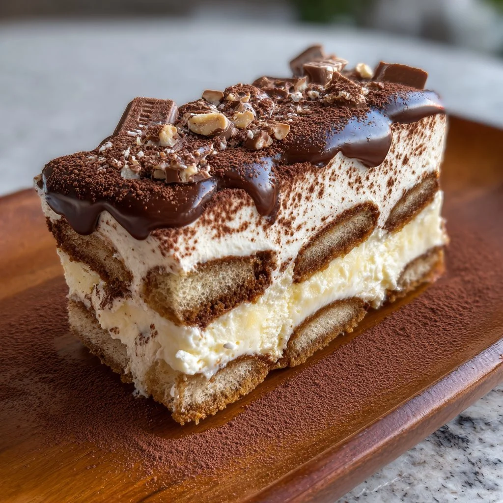 Tiramisu im Kinder Bueno Stil mit Schichten aus Kaffee und Schokolade