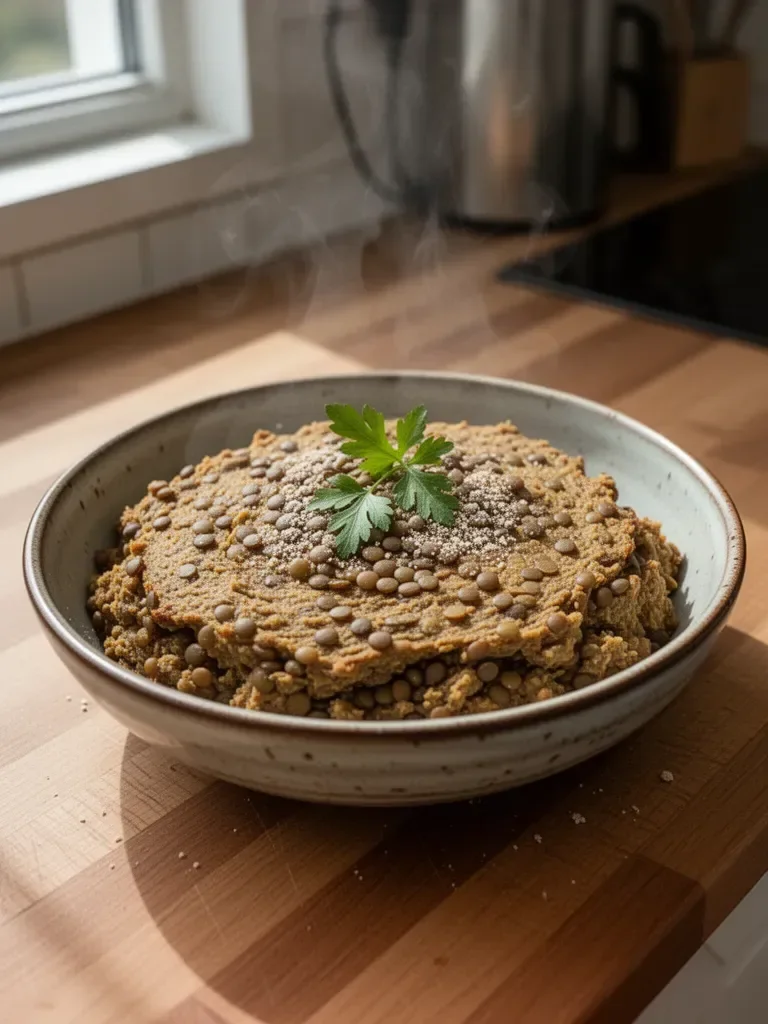 Wie man Linsenbrot ohne Mehl und Fermentierung macht