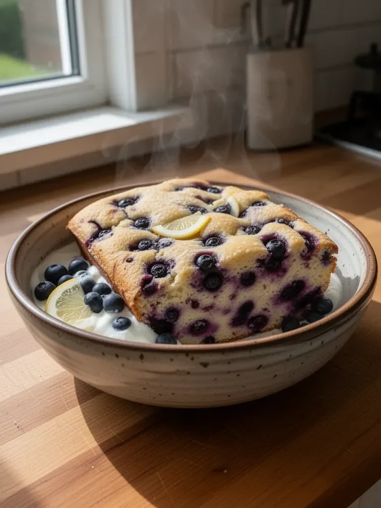 Zarter und Feuchter Zitronen-Joghurtkuchen mit Heidelbeeren