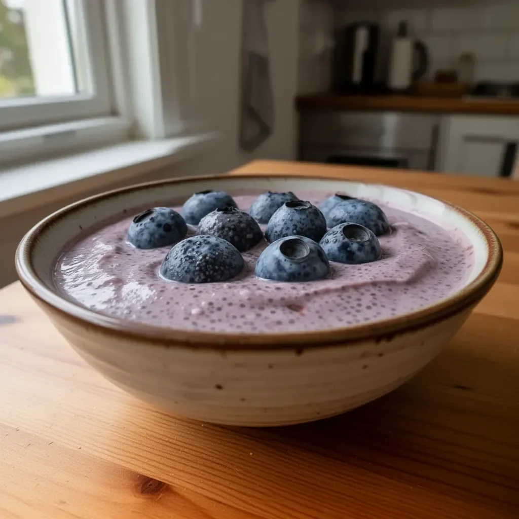 Zuckerfreier Chia-Pudding-Dessert mit frischen Früchten und Nüssen