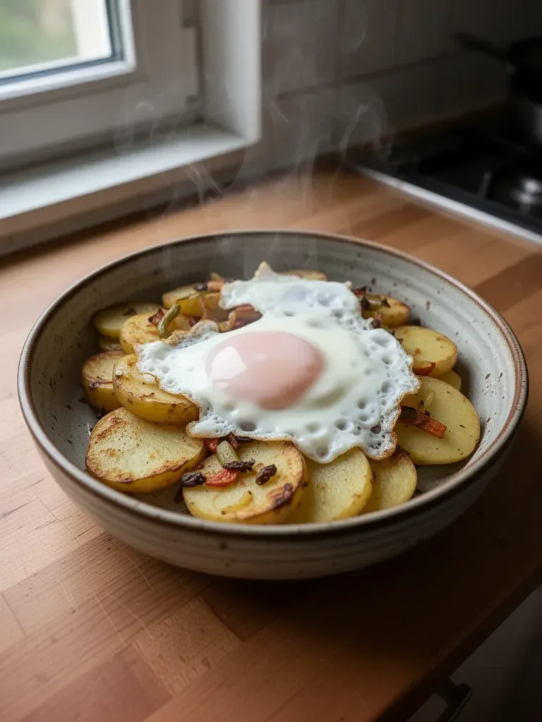 Arme Leute Kartoffeln aus dem Ofen mit Ei
