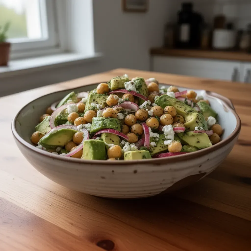 Avocado-Kichererbsensalat mit frischen Zutaten