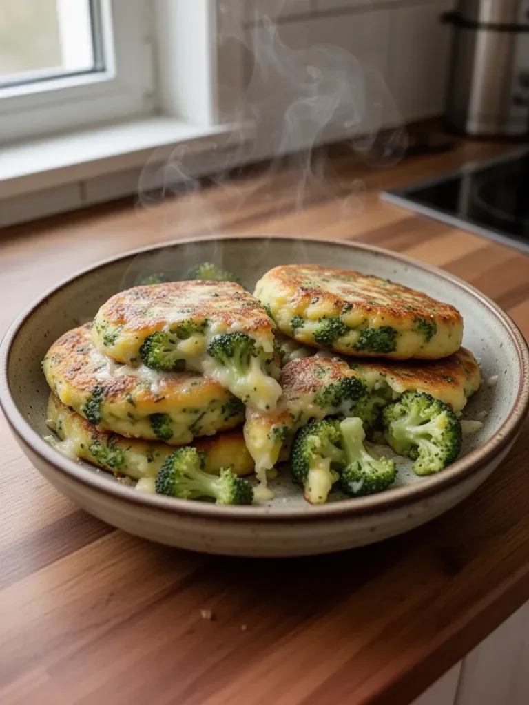Brokkoli-Kartoffel-Pfannkuchen mit Käse