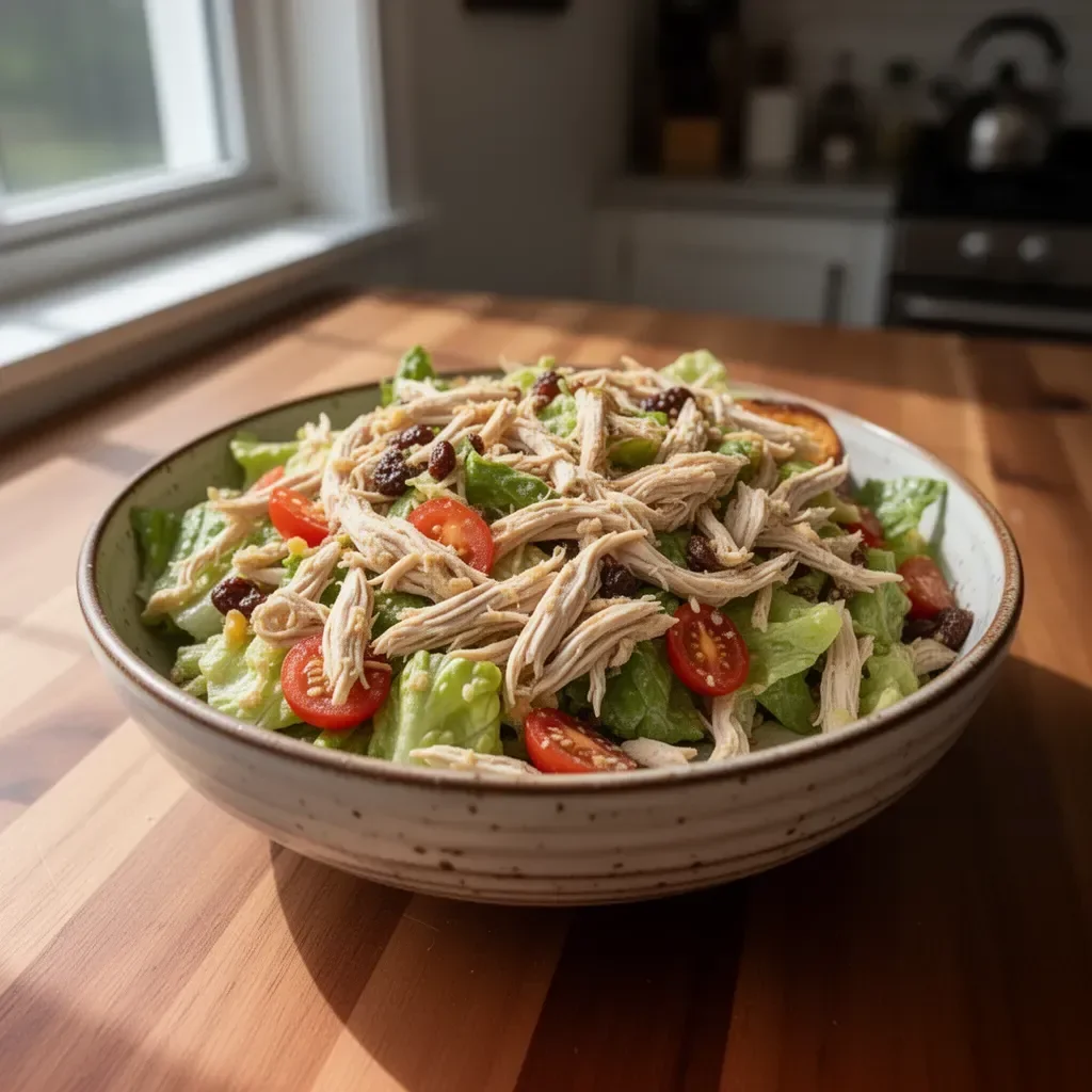 Leckerer Chipotle-Hühnchensalat mit frischen Zutaten und würzigem Dressing