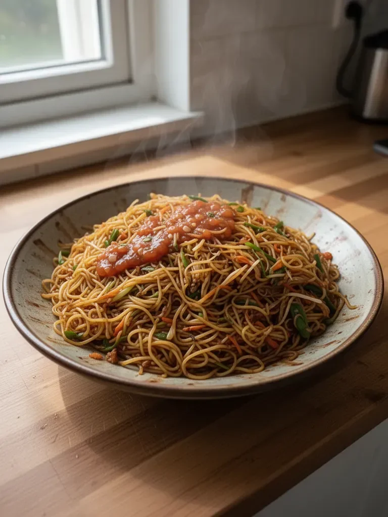 Chow Mein mit Sauce - Authentisches Chow Mein