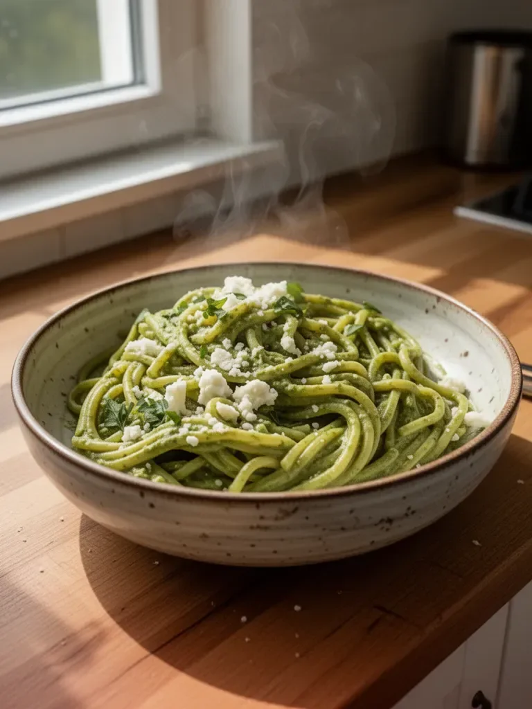 Cremige Mexikanische Grüne Spaghetti