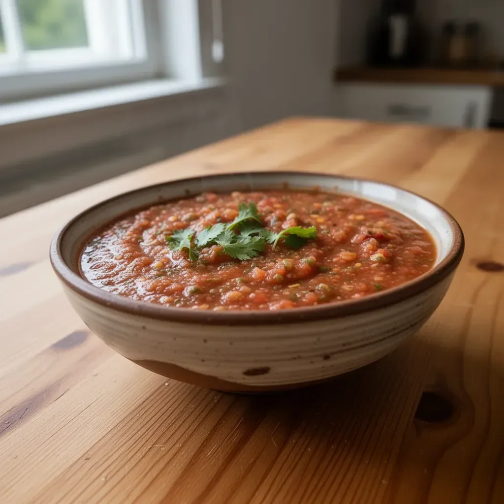 Hausgemachte Salsa mit frischen Zutaten in einer Schüssel serviert