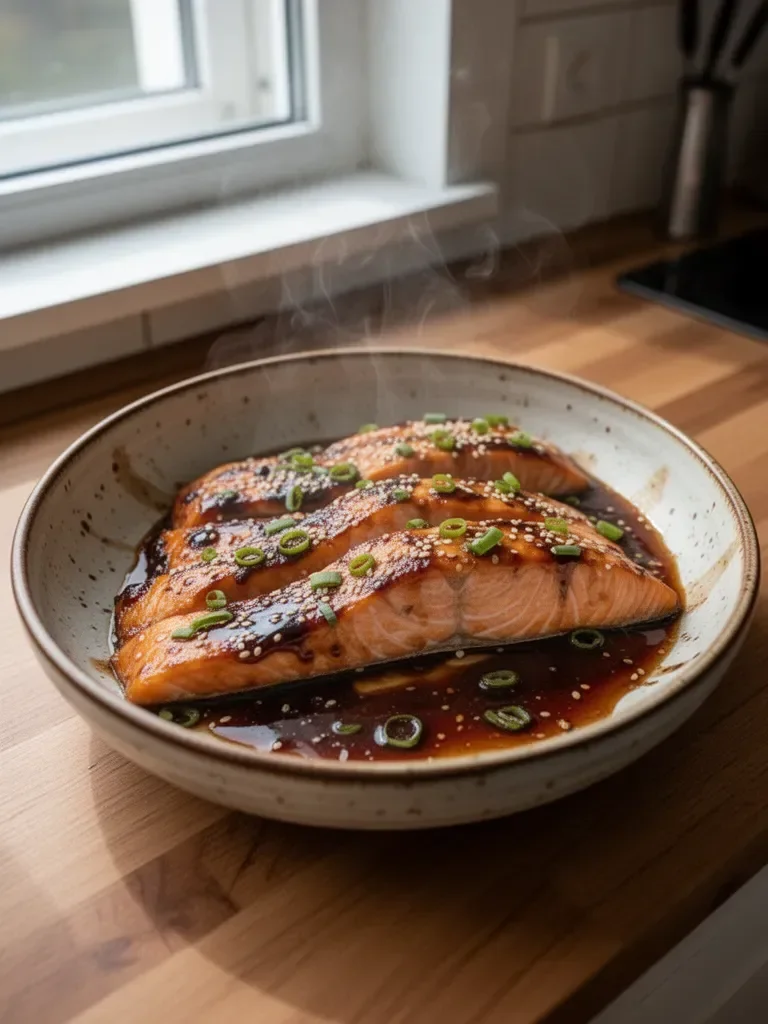 Gebratener Lachs mit Teriyaki-Sauce