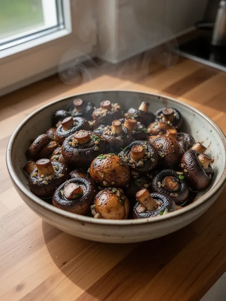 Gegrillte Champignons mit Knoblauch und Balsamico aus Soja