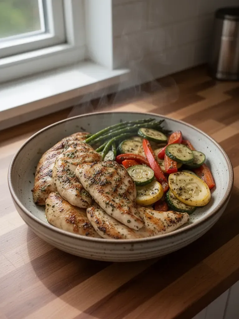 Gegrilltes Hähnchen mit Knoblauch und Kräutern