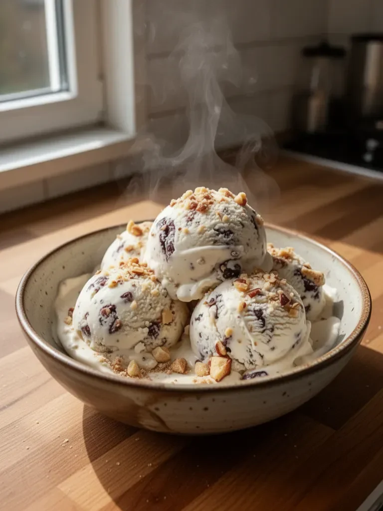 Hausgemachtes Eis mit Stückchen