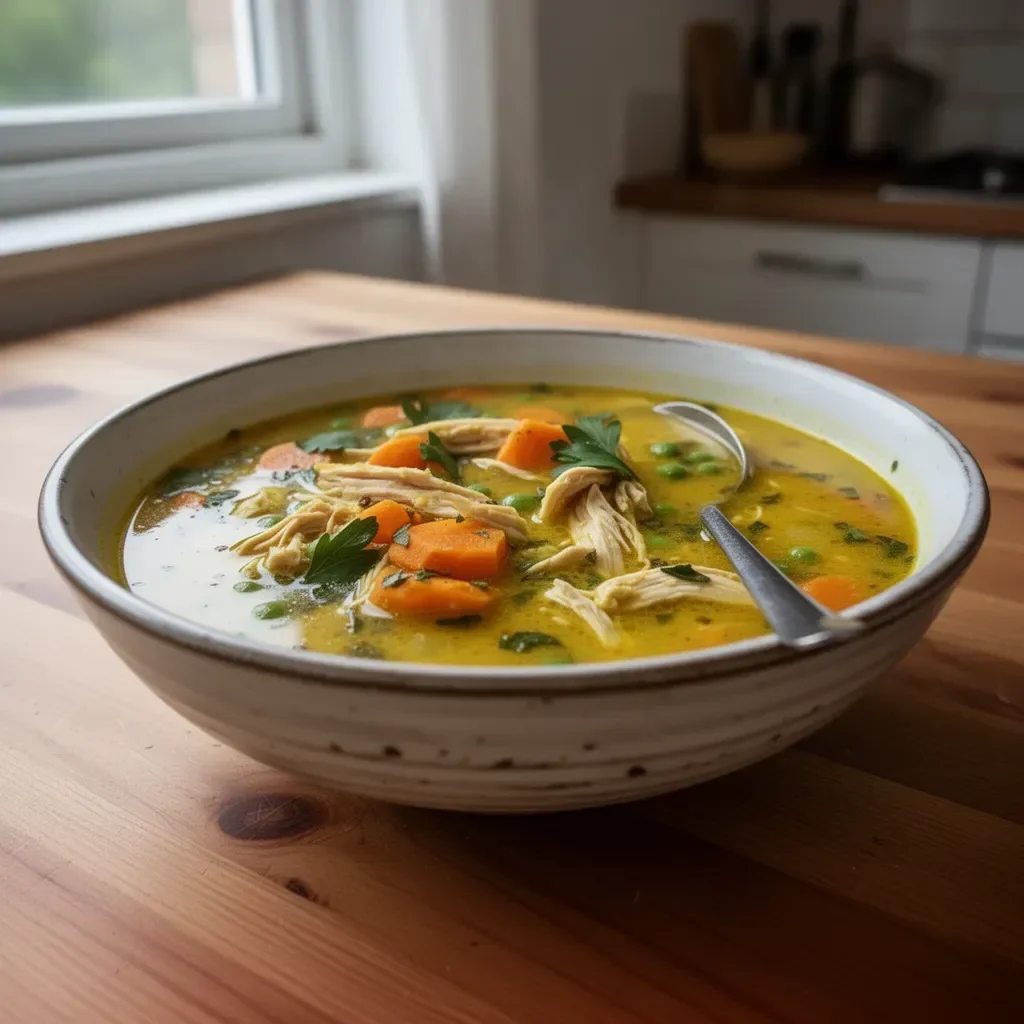 Hühnersuppe mit Kurkuma für entzündungshemmende Wirkung