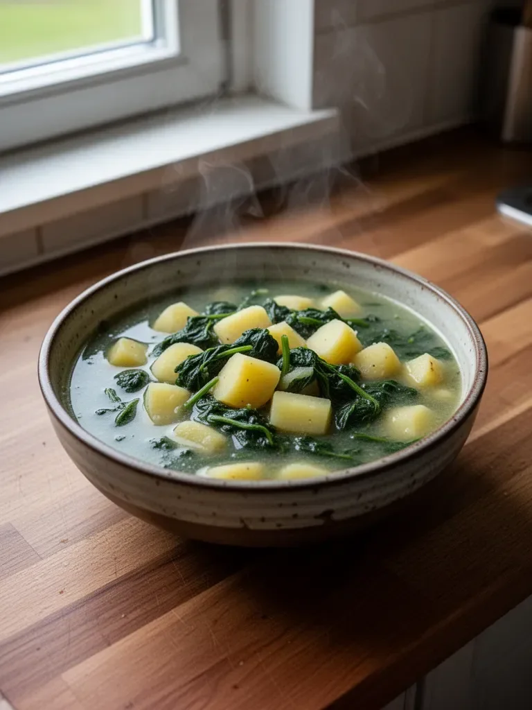 Kartoffel- und Spinatsuppe