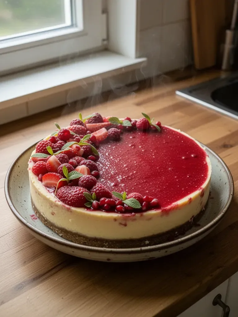 Käsekuchen mit Himbeeren