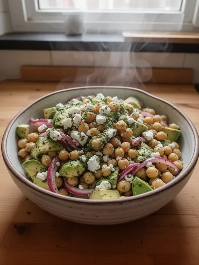 Kichererbsensalat mit Feta und Avocado