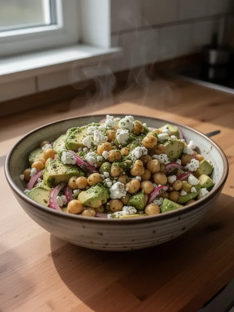 Kichererbsensalat mit Feta und Avocado