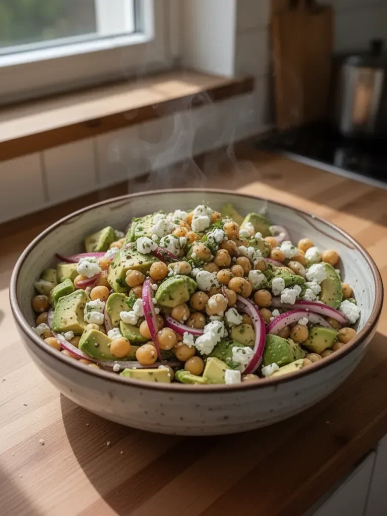 Kichererbsensalat mit Feta und Avocado