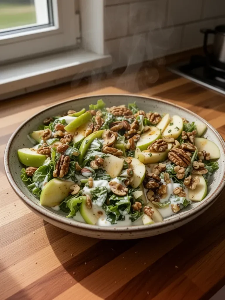 Knackiger Grüner Apfel-Salat mit Walnüssen und Cremigem Joghurt