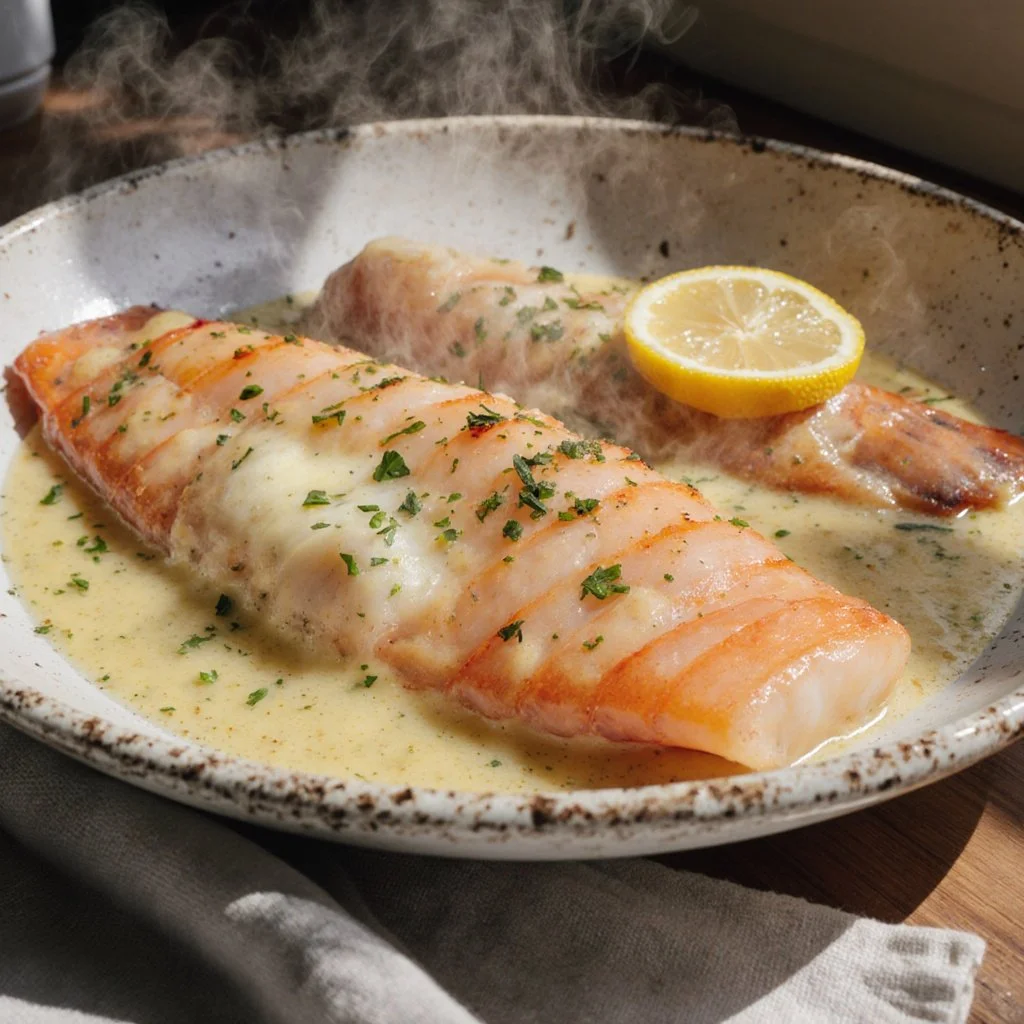Lachs aus dem Ofen mit cremiger Butter-Zitronensauce