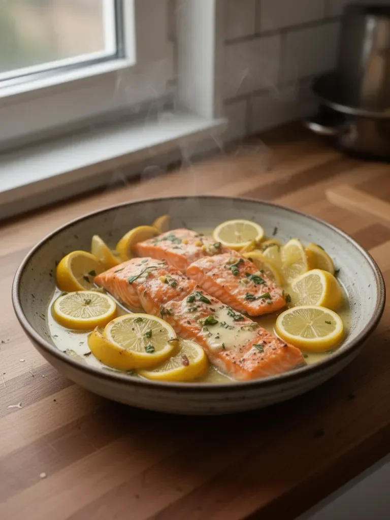 Lachs Knoblauch Butter Zitrone