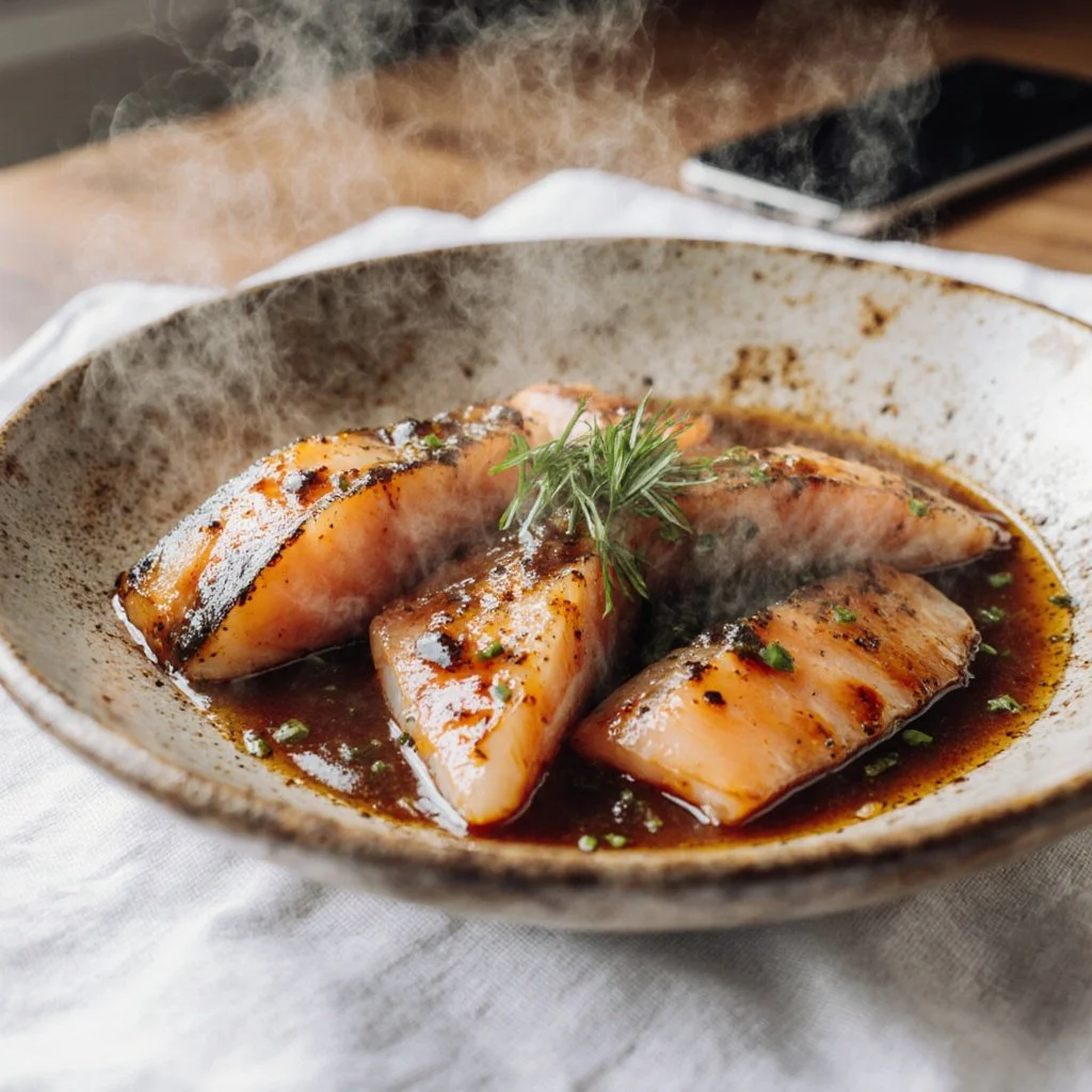 Lachs-Sashimi-Schüssel mit Miso-Soja-Sauce