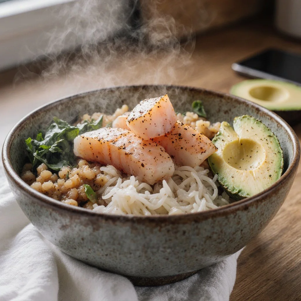 Lachs- und Avocado-Poke Bowl