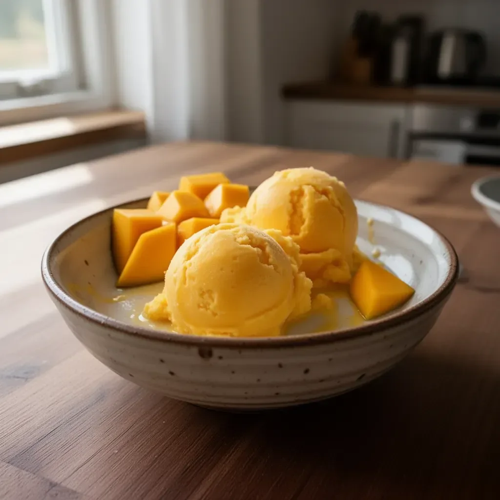 Hausgemachtes Mangosorbet aus dem Ninja Creami