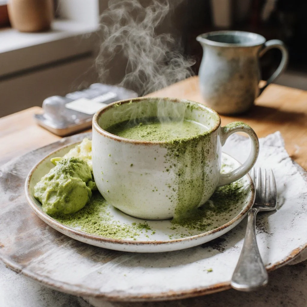 Matcha-Eis-Latte aus grünem Tee
