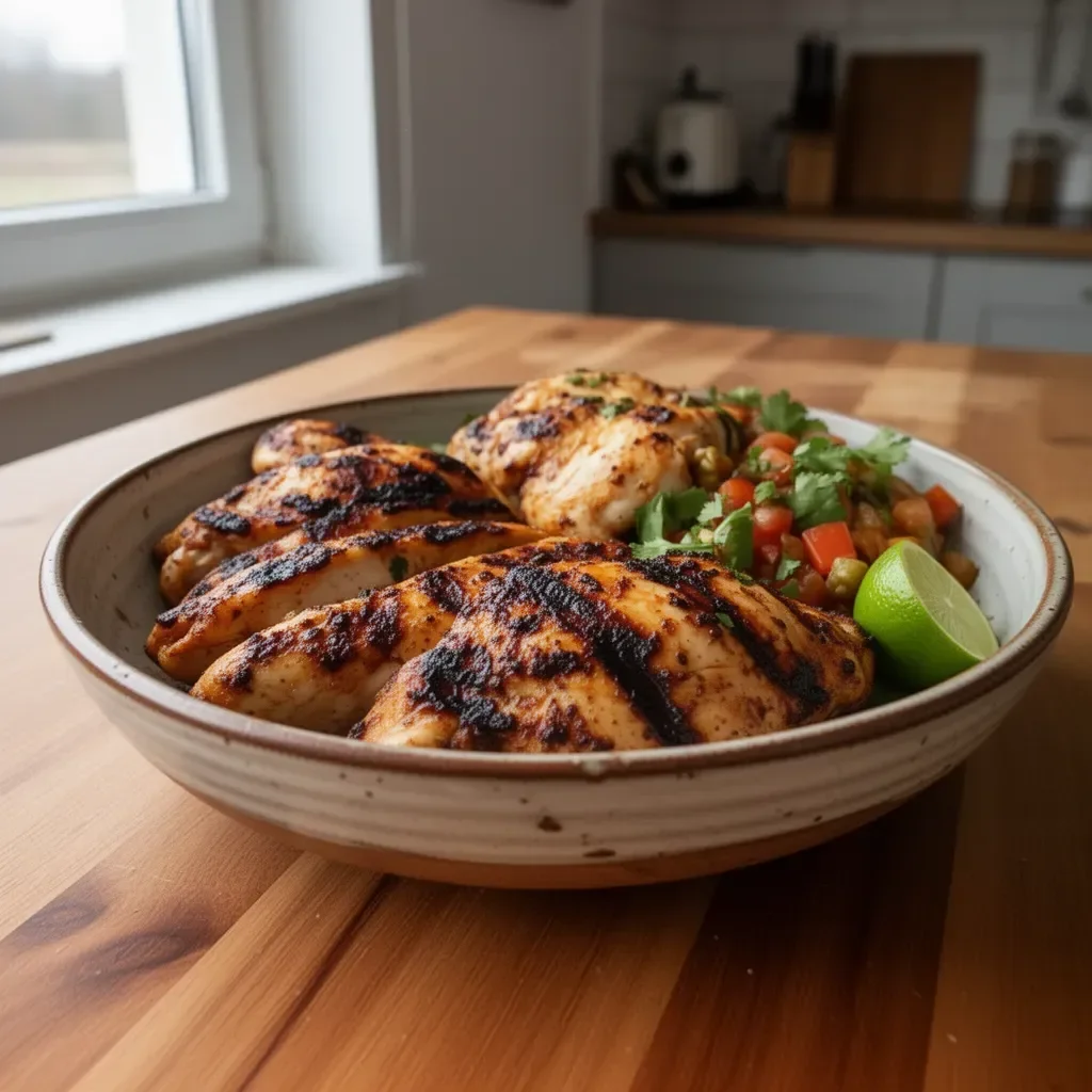 Mexikanisches Brathähnchen mit Gewürzen serviert