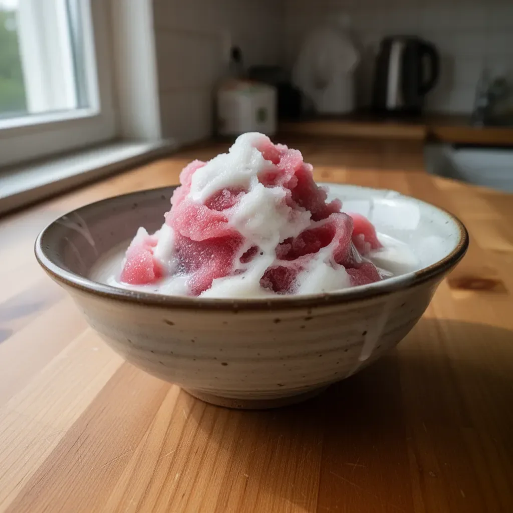 Ninja-Slushie-Eis in bunten Farben serviert in einem Becher