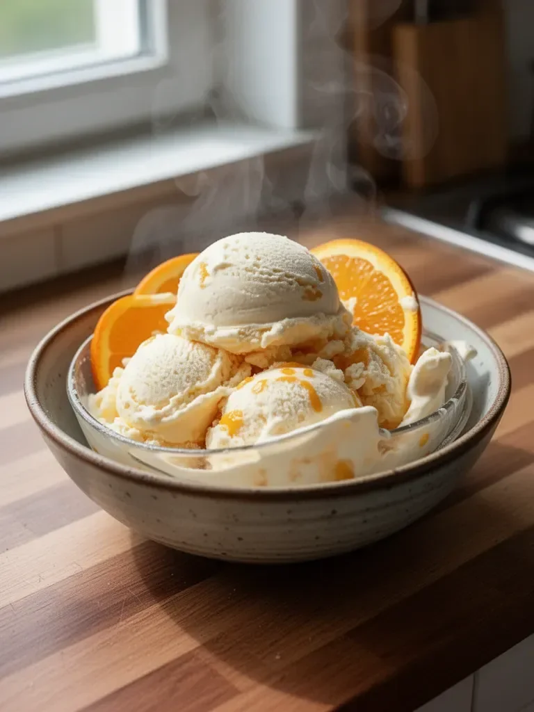 Orangen- und Sahneeis