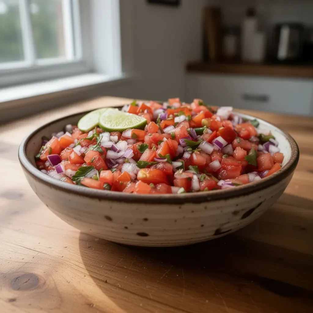 Frische und bunte Zutaten für Pico de Gallo Salsa