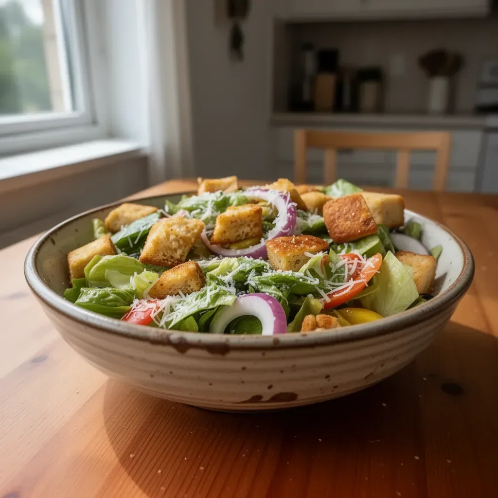 Salat im Olive Garden-Stil frisch zubereitet mit italienischen Zutaten