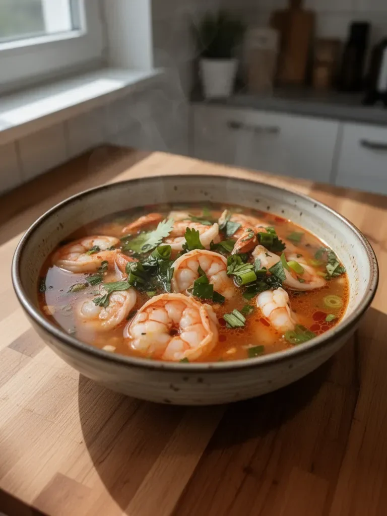 Schnelle und würzige Garnelensuppe