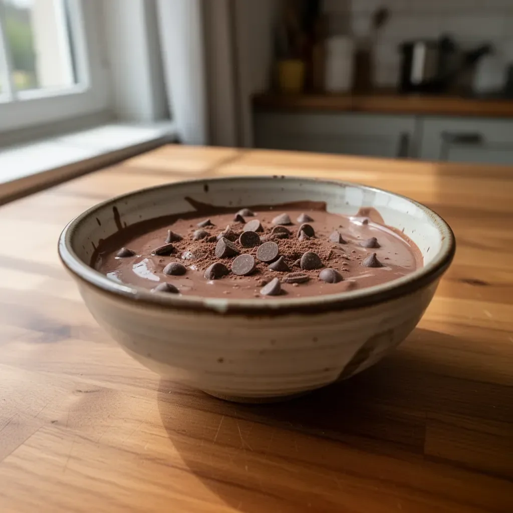 Schokoladenkalte: traditionelle französische Schokolade in einem eleganten Dessertglas