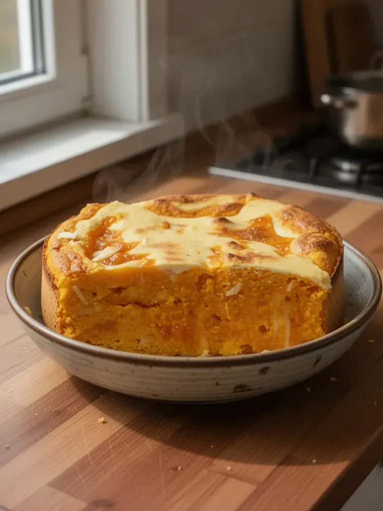 Soufflé-Torte mit Kürbismarmelade und Käse