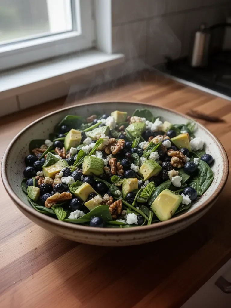Spinat- und Heidelbeersalat