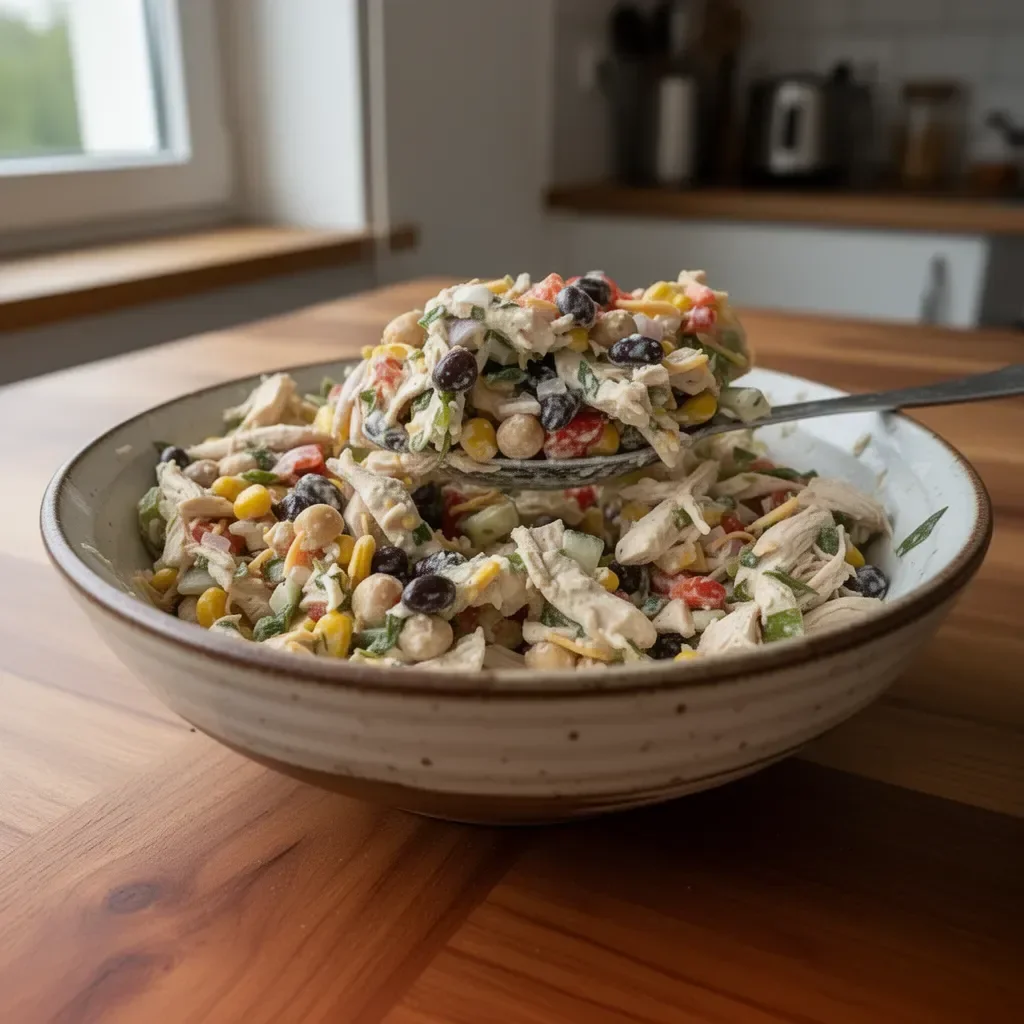 Südwestlicher zerrissener Hähnchensalat mit Hähnchen und frischen Zutaten