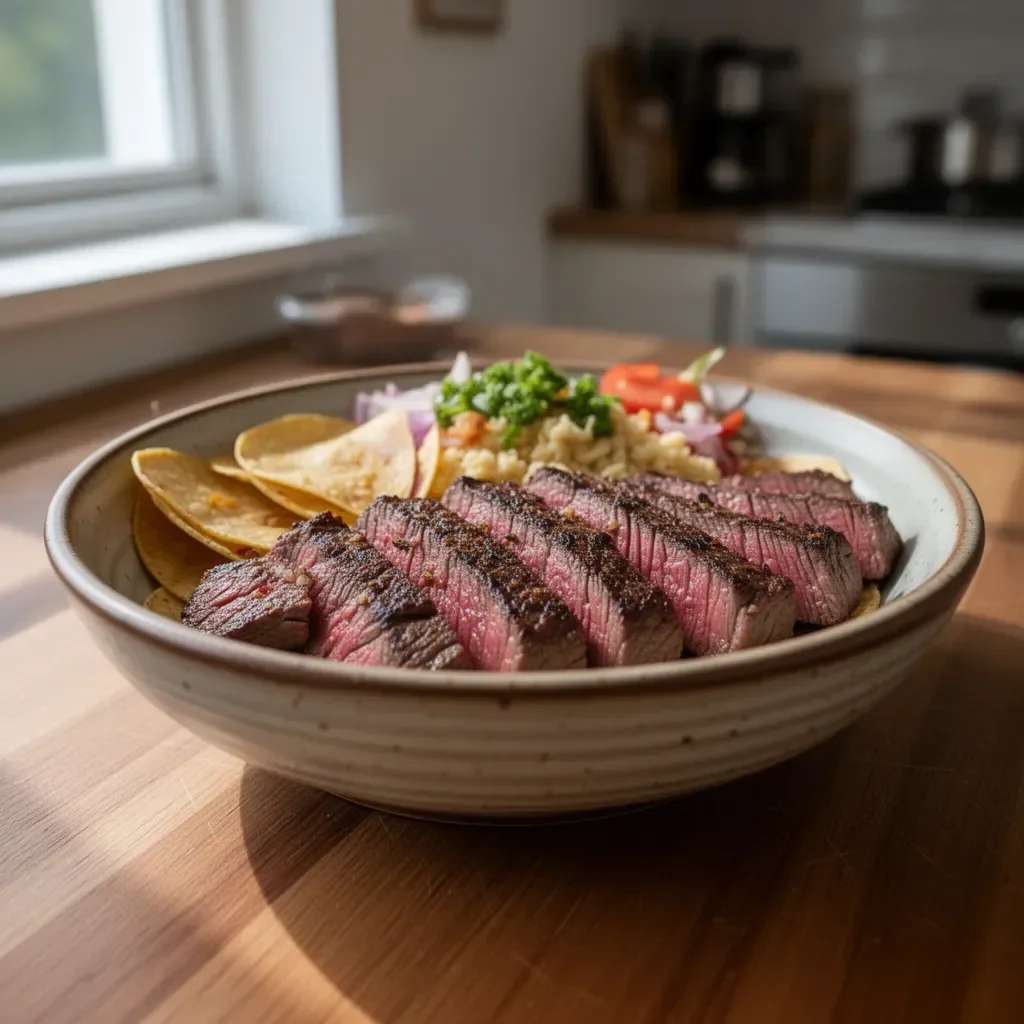 Leckere Carne Asada Tacos mit frischen Zutaten und feinem Salsa