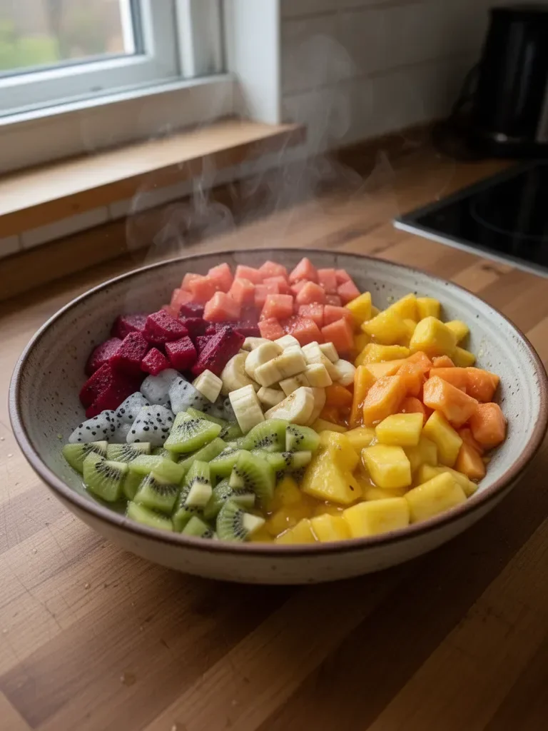 Tropische Obstsalat mit Honig-Limetten-Dressing