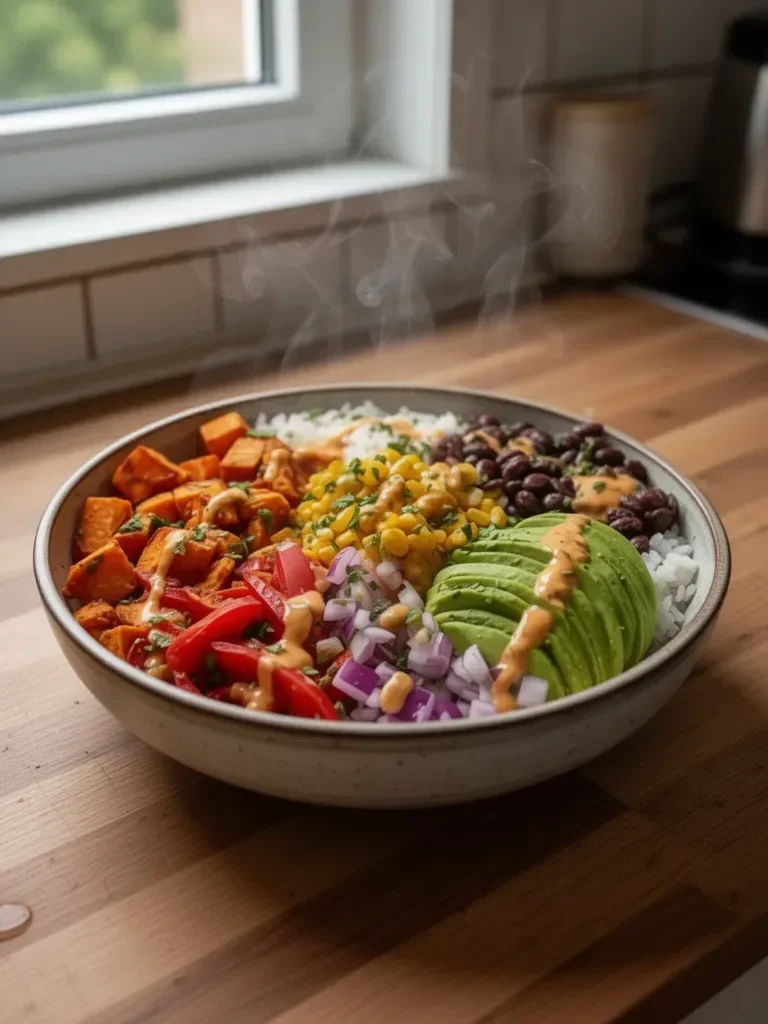 Veganes Süßkartoffel-Burrito-Schüssel