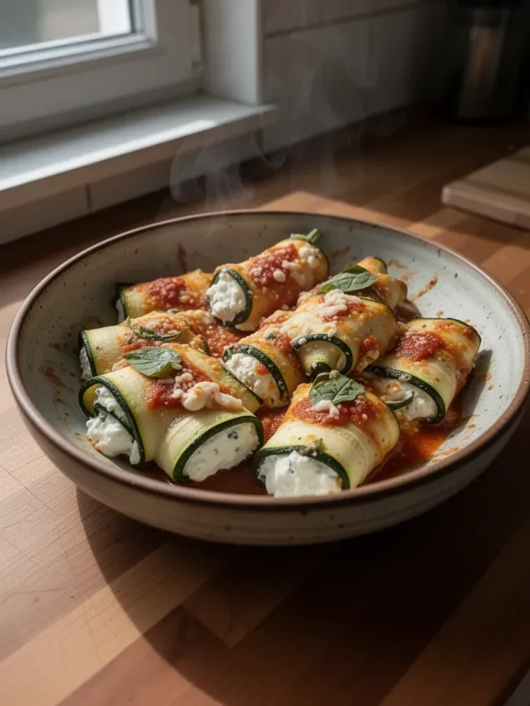 Zucchini-Röllchen gefüllt mit Ricotta
