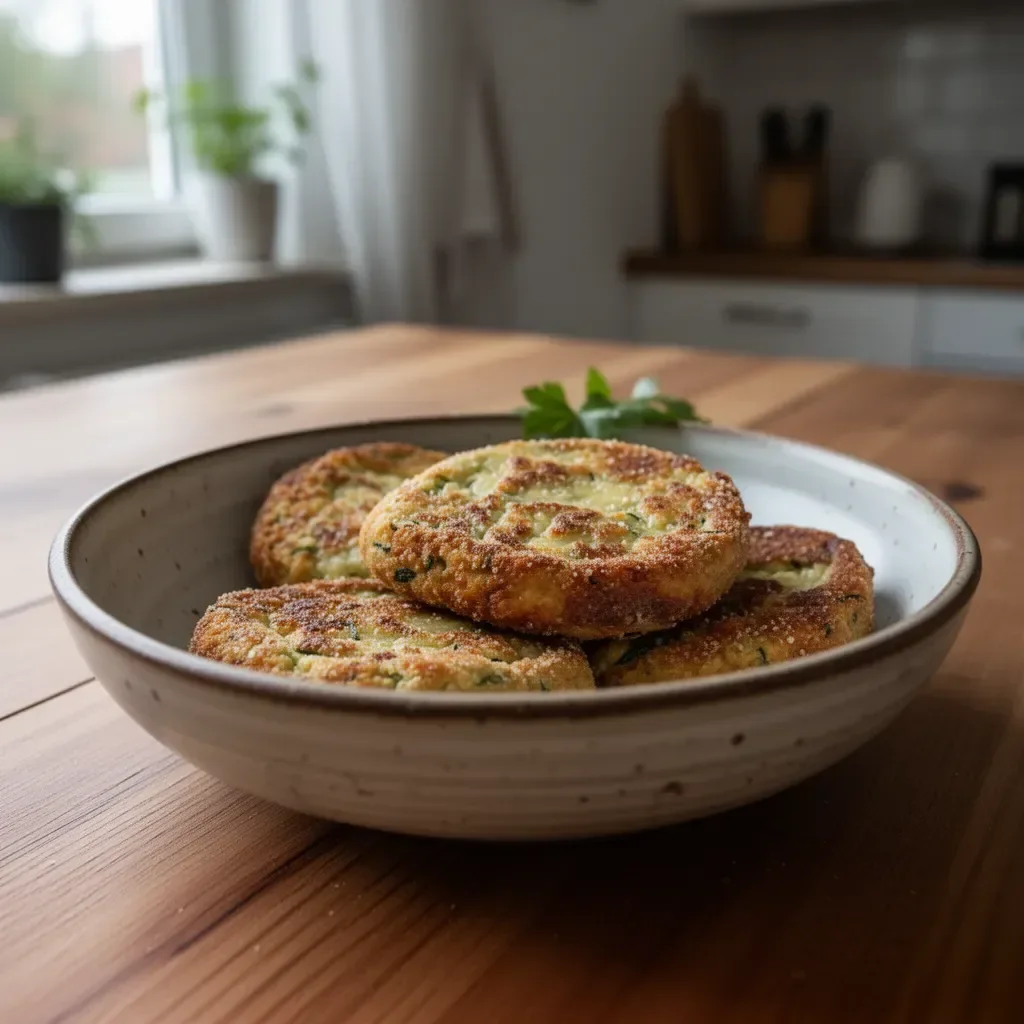Zucchini Burger mit Käse auf einem Teller